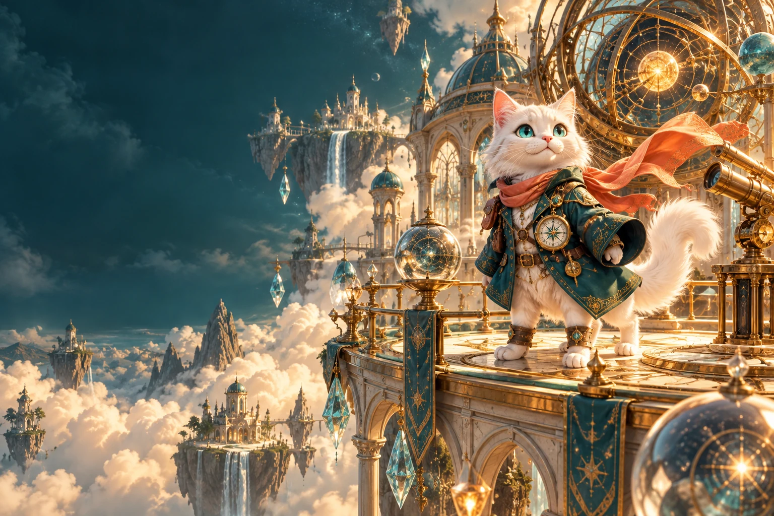 CatRise feline explorer in a floating celestial observatory